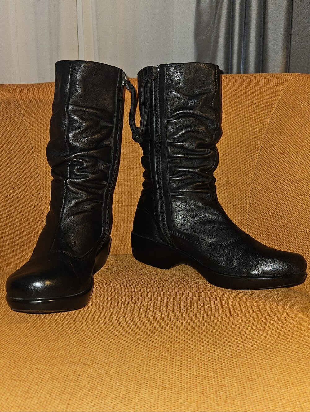 DANSKO Classic Black Slouch Genuine Leather Mid-Calf Boots Dansko Sz 37